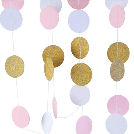 Pink, White and Gold Circle Garland I Modern Party Garlands I My Dream Party Shop UK