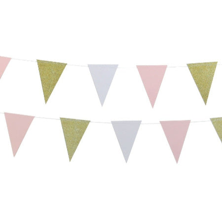 Gold, Pink and White Bunting I Pretty Decorations I My Dream Party Shop I UK