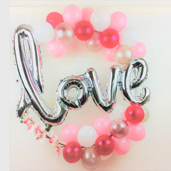 Pink, White and Silver Love Balloon Hoop Kit I Balloon Hoop Decoration I My Dream Party Shop I UK