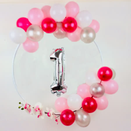 Pink, White and Silver Balloon Hoop Kit I Balloon Decorations I My Dream Party Shop I UK