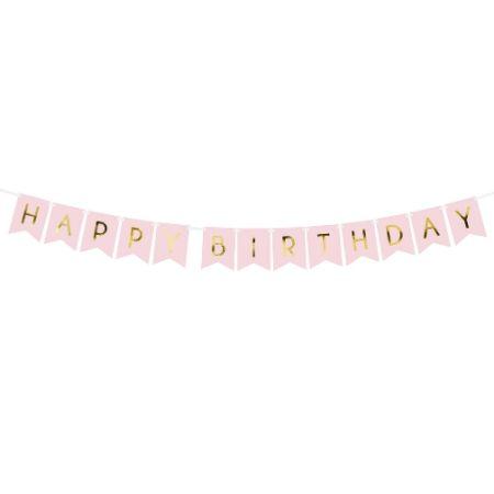 Baby Pink and Gold Happy Birthday Garland I Pretty Pink Party Decorations I My Dream Party Shop UK