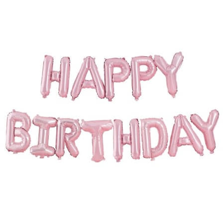 Metallic Pink Happy Birthday Balloon Bunting I Modern Word Balloons I My Dream Party Shop UK