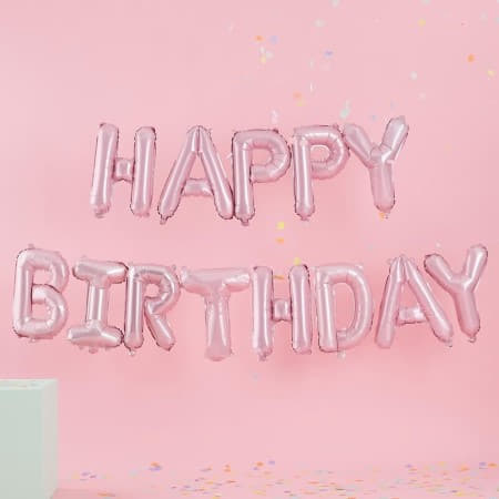 Pale Pink Happy Birthday Balloon Bunting I Modern Party Phrase Balloons I My Dream Party Shop UK