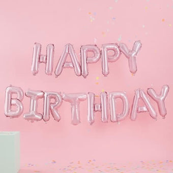 Pale Pink Happy Birthday Balloon Bunting I Modern Party Phrase Balloons I My Dream Party Shop UK