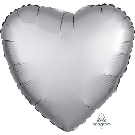 Satin Luxe Platinum Silver Heart Balloon I Foil Balloons I My Dream Party Shop