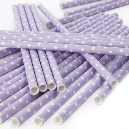 Lilac Polka Dot Straws I Lilac Party Decorations I My Dream Party Shop UK