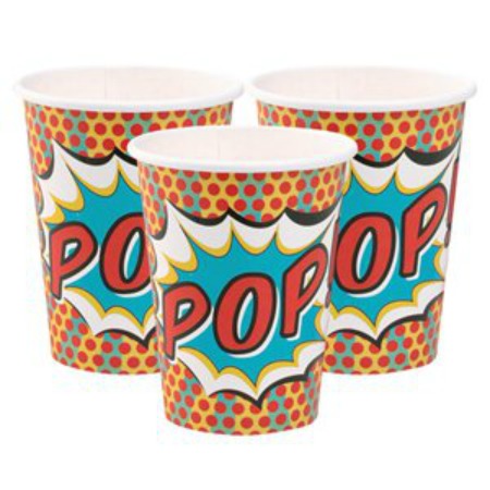 Pop Art Super Hero Cups I Super Hero Party Supplies I My Dream Party Shop