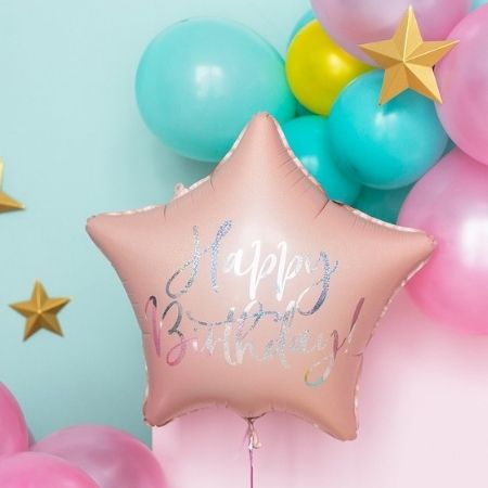 Light Pink Happy Birthday Star Balloon I Happy Birthday Balloons I My Dream Party Shop