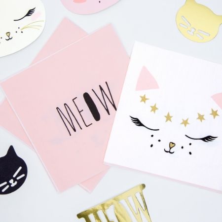 Pretty Pink Cat Napkins I Pretty Pink Cat Party Collection I My Dream Party Shop UK