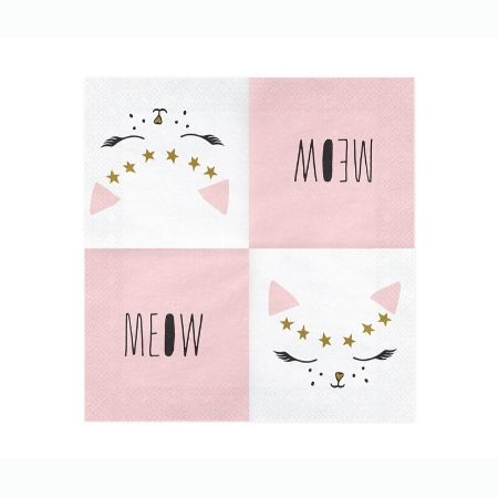 Pretty Pink Cat Napkins Opened I Pretty Pink Cat Party Collection I My Dream Party Shop UK