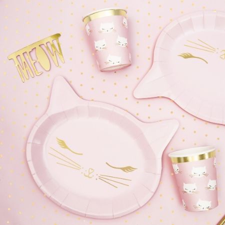 Pretty Pink Cat Plates I Pretty Pink Cat Party Supplies I My Dream Party Shop UK