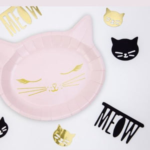 Pretty Pink Cat Plates I Modern Party Tableware I My Dream Party Shop UK