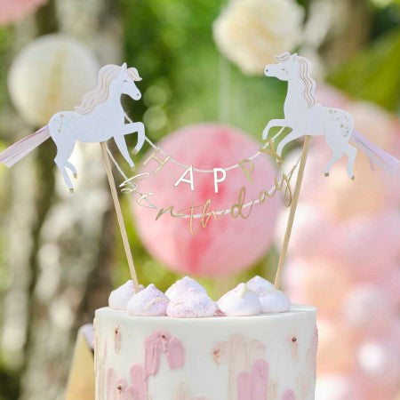 Unicorn Happy Birthday Cake Bunting I Princess Party Supplies I My Dream Party Shop UK