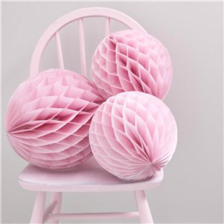 Pink Honeycomb Balls Set of Three I Pink Party Decorations I UK