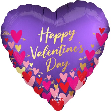 Purple Hearts and Arrows Valentines Day Helium Balloons I My Dream Party Shop