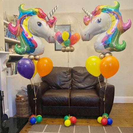 Giant Unicorn with three latex Balloons I Unicorn Balloons Ruislip I My Dream Party Shop