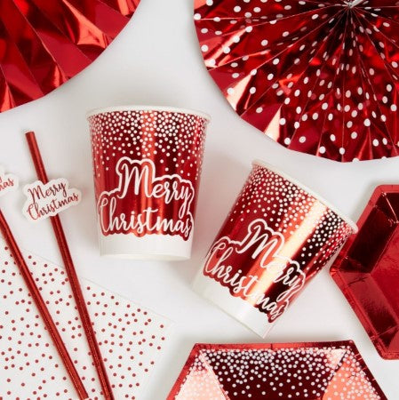 Red Merry Christmas Cups I Christmas Party Tableware I My Dream Party Shop UK