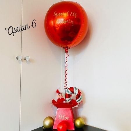 Red Orbz Special Delivery Elf Arrival Balloon I Naughty Elf Balloons I My Dream Party Shop