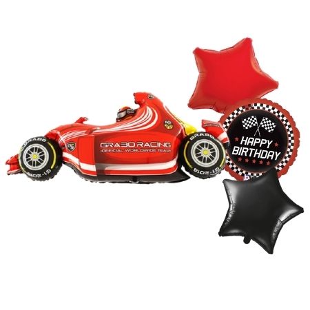Red Speedy Racing Car and Happy Birthday Balloon Helium Set I My Dream Party Shop