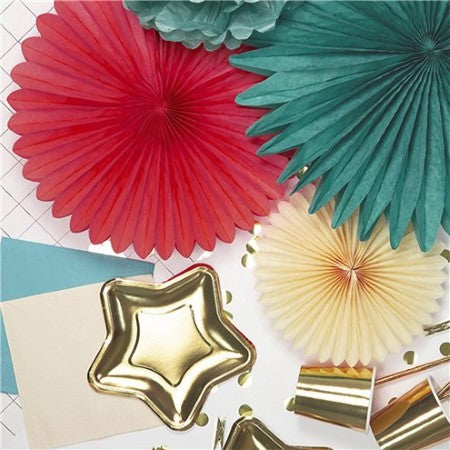 Red Rosette Fans I Modern Tissue Decorations I My Dream Party Shop UK