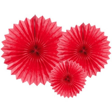 Red Rosette Fans I Paper Fan Decorations I My Dream Party Shop UK