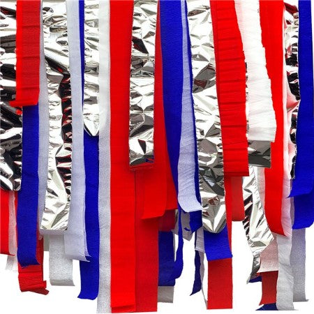 Red, White, Blue and Silver Crepe Streamer Kit I British Party Supplies I My Dream Party Shop