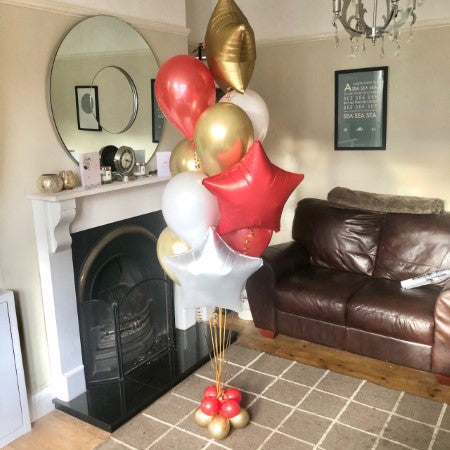 Bespoke Red, White and Gold Helium Balloon Bouquet I Ruislip I My Dream Party Shop