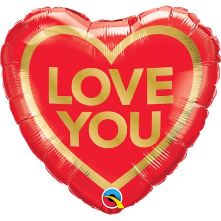 Red and Gold Love You Heart Balloon I Helium Balloons Ruislip I My Dream Party Shop
