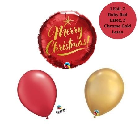 Helium Inflated Red and Gold Merry Christmas Balloons I Ruislip I My Dream Party Shop