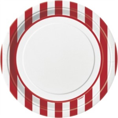 Ruby Red Striped Paper Plates I Movie Party Tableware I My Dream Party Shop