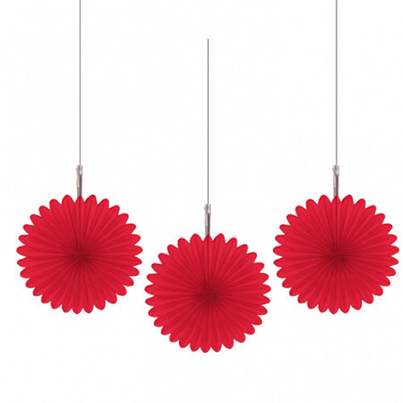 Mini Red Rosette Fans, Set of 3 I Red Party Decorations I My Dream Party Shop I UK
