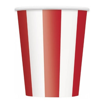 Ruby Red and White Striped Cups  I Red Party Supplies I My Dream Party Shop