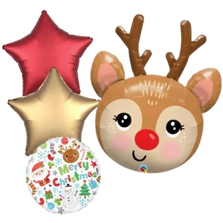 Giant Reindeer Head Helium Balloon Cluster I Balloons for Collection Ruislip I My Dream Party Shop