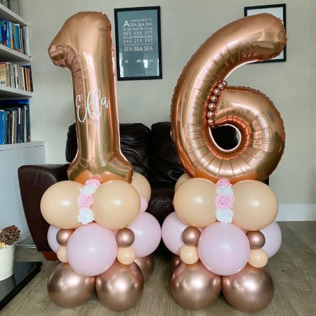 Rose Gold Personalised Number 16 Columns for Collection Ruislip I My Dream Party Shop Ruislip