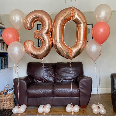 Rose Gold 30 with Matching Helium Balloon Bouquets I My Dream Party Shop