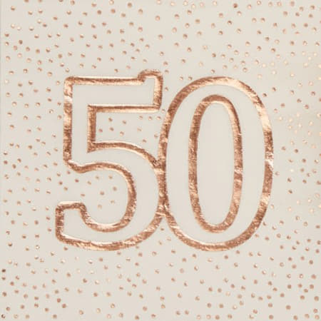 Rose Gold and White 50th Birthday Napkins I 50th Birthday Party Supplies I My Dream Party Shop UK