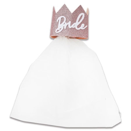 Rose Gold Bride Crown and Veil I Hen Party Decorations I My Dream Party Shop UK