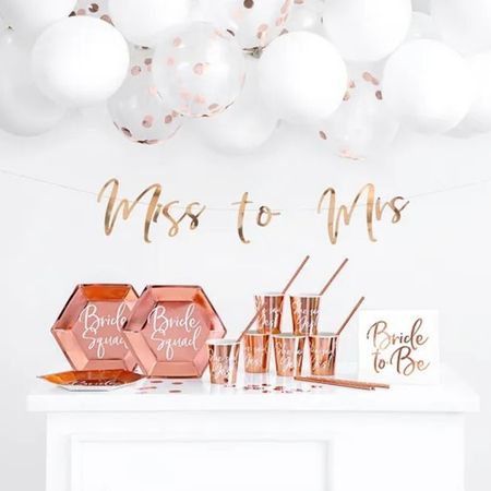 Hexagonal Rose Gold Bride Squad Plates I Hen Party Supplies I My Dream Party Shop UK