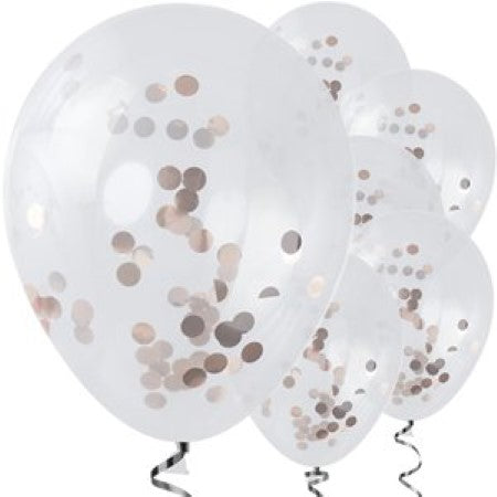 Rose Gold Confetti Balloons (5 Pack)