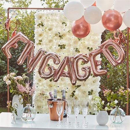 Rose Gold Engaged Balloon Bunting I Engagement Party Decorations I My Dream Party Shop UK