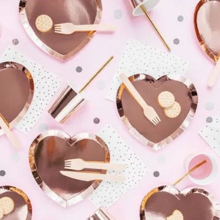 Heart Shaped Rose Gold Party Plates I Anniversary Party Tableware I My Dream Party Shop UK