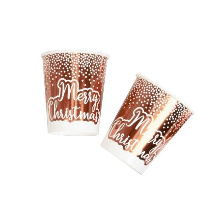 Rose Gold Merry Christmas Cups I Christmas Party Supplies I My Dream Party Shop UK