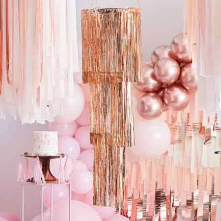 Rose Gold Fringe Party Chandelier I Rose Gold Decorations I My Dream Party Shop UK