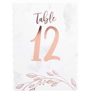 1-12 Rose Gold Table Number Cards I Rose Gold Table Decorations I My Dream Party Shop UK