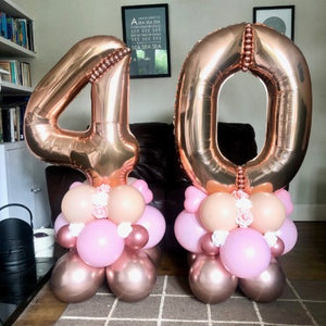 40 Rose Gold, Pink and Blush Number Columns I 40th Birthday Balloons I My Dream Party Shop