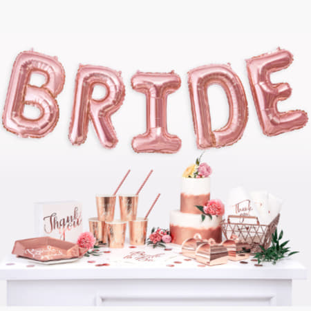 Rose Gold Bride Balloon Bunting I Rose Gold Hen Party Balloons I My Dream Party Shop UK