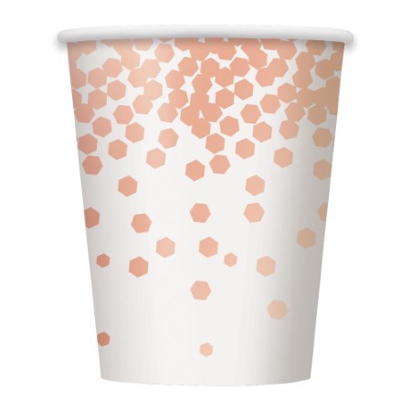 White Cups with Rose Gold Metallic Foil Pattern I Rose Gold Party I My Dream Party Shop I UK