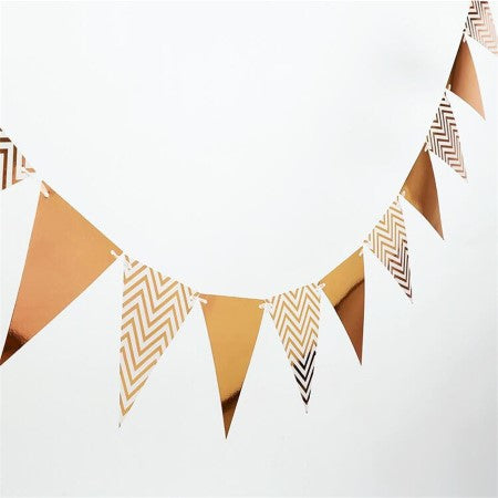 Rose Gold Chevron Bunting I Rose Gold Party Supplies I My Dream Party Shop UK