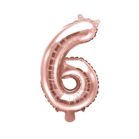Helium Inflated Rose Gold Number 6 Balloon I Helium Inflation Ruislip I UK