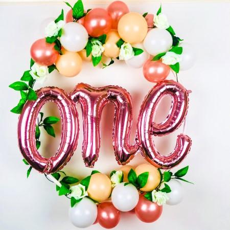 Rose Gold, Blush and White One Balloon Hoop Kit I First Birthday Decorations I My Dream Party Shop 